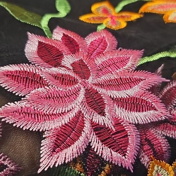 NWT SIENA Floral Embroidered Mesh V-Neck Sleeveless Sheer Hem Dress Size 4 - Picture 5 of 5